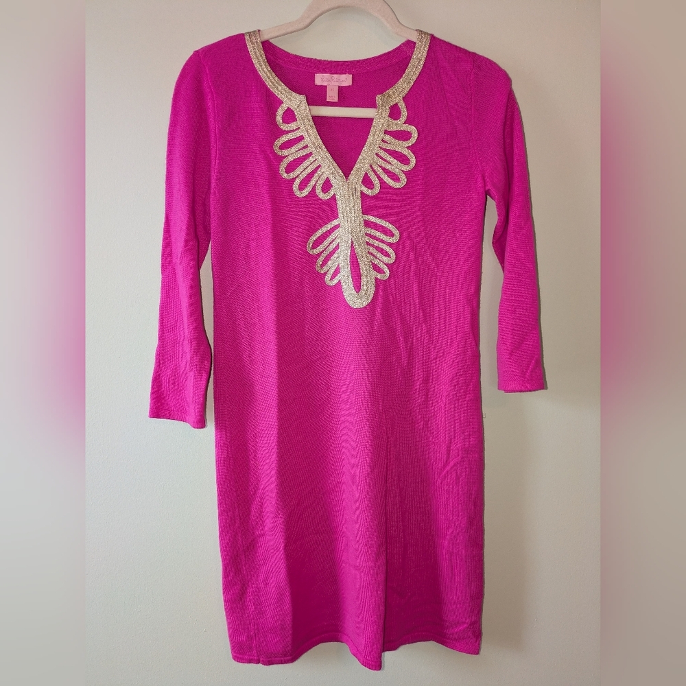 Lilly Pulitzer Vibrant Pink Top with Gold Accents
